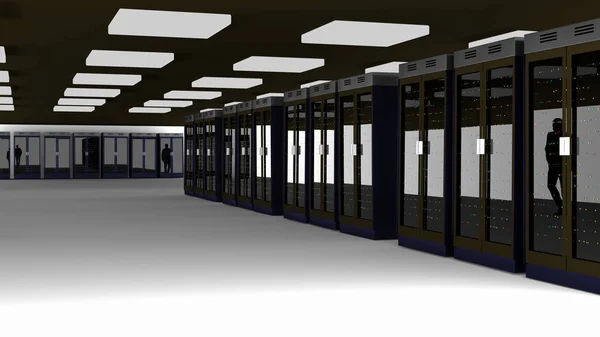 Datacenter Server rum. 3D-rendering — Stockfoto
