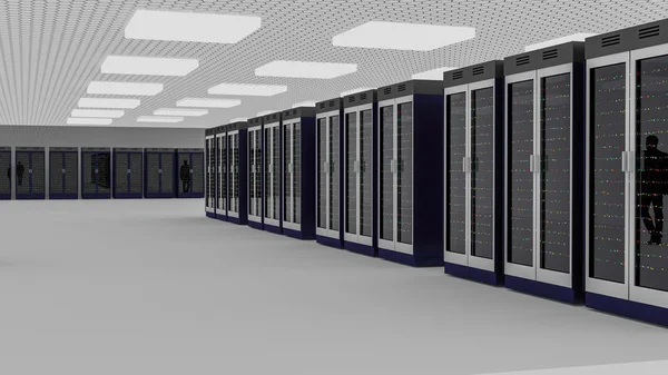 Datacenter Server rum. 3D-rendering — Stockfoto