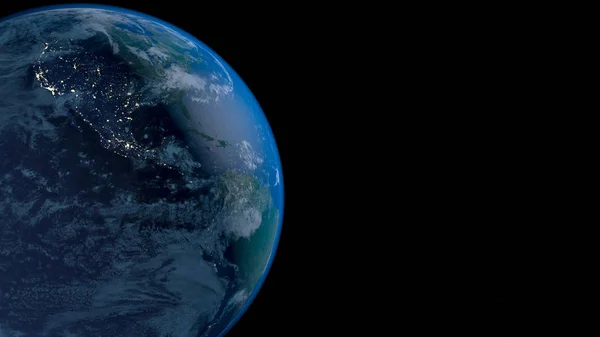 Ziemi z orbity widoku 3d w ilustracji przestrzeni, naszej planety z orbity. Elementy tego obrazu dostarczone przez Nasa — Zdjęcie stockowe