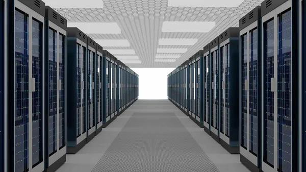 Sunucu odası veri merkezi. 3D render