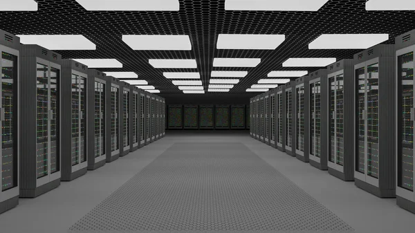 Server ruimte datacenter. 3D-rendering — Stockfoto