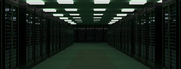 Server room data center. 3D rendering