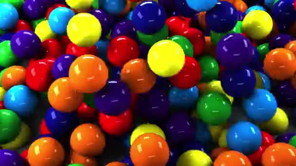 3d Animation of a pile of abstract colorful rainbow spheres — Stock Video