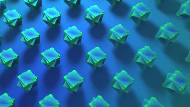 Rendering astratto 3d geometrico blu cubi forme di sfondo. Animazione loop generata dal computer. Sfondo moderno per poster, copertina, branding, banner 4k UHD. Illustrazione 3D. Loop senza cuciture — Video Stock