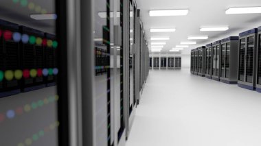 Sunucu odası veri merkezi. Depolama bilgileri ile yedekleme, barındırma, anabilgisayar, çiftlik ve bilgisayar raf. 