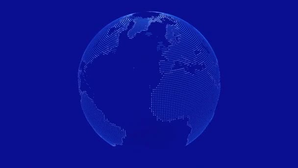 Země. Smyčka na planetě. Rotující koule, zářící kontinenty s akcentovanými hranami. Modrá zemina se otáčí kolem své osy různými směry — Stock video
