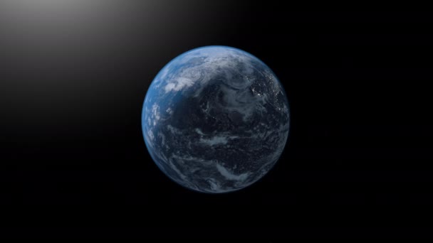La Terre. Planet seamles boucle. globe tournant, continents brillants avec des bords accentués. Animation avec profondeur de champ et éclat. Usa. Amérique du Nord. La terre fait une révolution complète autour de son axe 