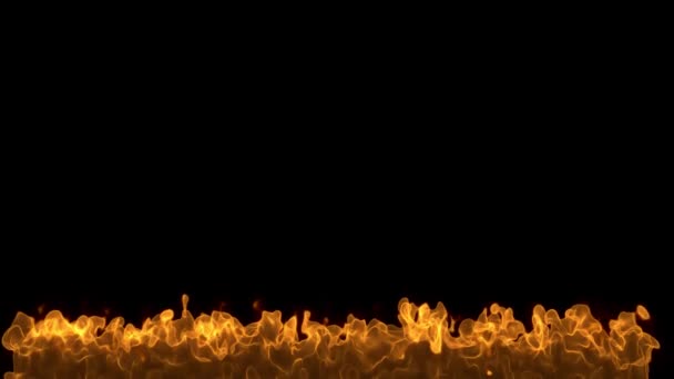Огневая линия в супер медленном движении изолирована на черном. брандмауэр — стоковое видео