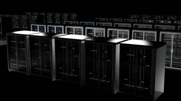 Server Racks Server Room Cloud Data Center Datacenter Hardware Cluster — Stock Photo, Image