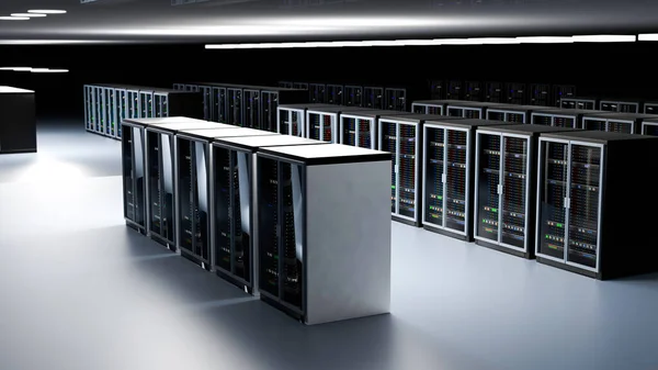 Cremalheiras Servidor Data Center Nuvem Sala Servidor Conjunto Hardware Datacenter — Fotografia de Stock
