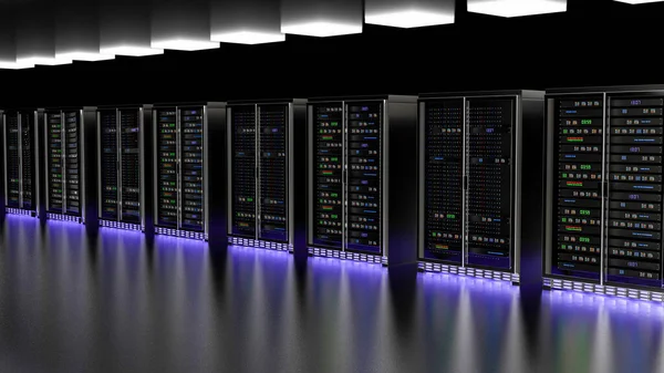 Rack Server Nel Data Center Cloud Della Sala Server Cluster — Foto Stock