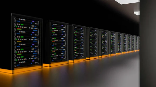 Server Racks Server Room Cloud Data Center Datacenter Hardware Cluster — Stock Photo, Image