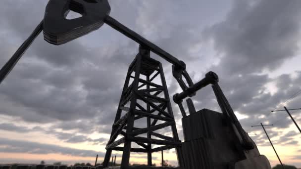 Oil donkeys or pump jacks. Infinity loop. 3d rendering — Stock Video