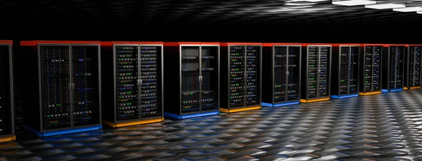 Server Racks Server Room Cloud Data Center Datacenter Hardware Cluster — Stock Photo, Image