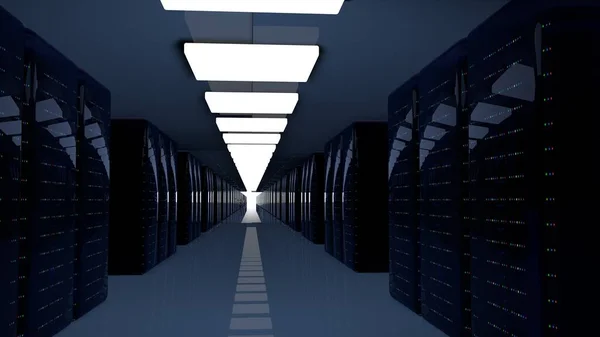 Server Cremagliere Server Nel Data Center Cloud Del Server Cluster — Foto Stock