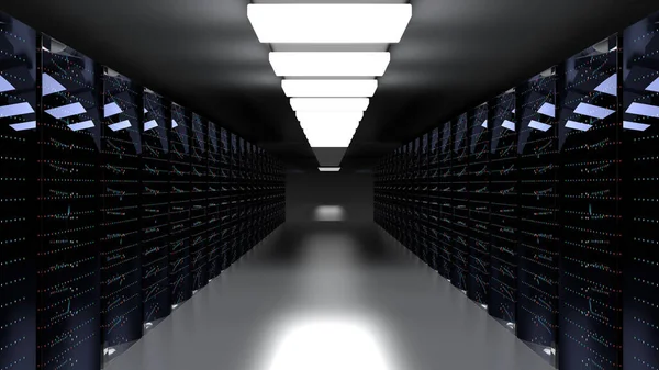 Servers Server Racks Server Cloud Data Center Datacenter Hardware Cluster — Stock Photo, Image