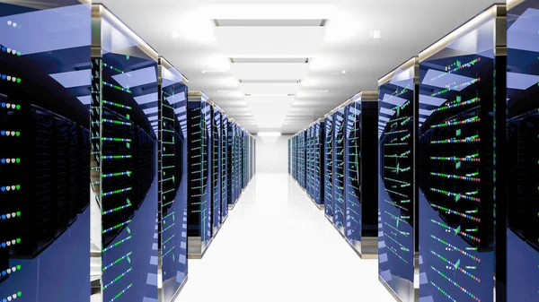 Rack Server Nel Data Center Cloud Della Sala Server Cluster — Foto Stock