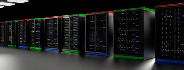 Rack Server Nel Data Center Cloud Della Sala Server Cluster — Foto Stock