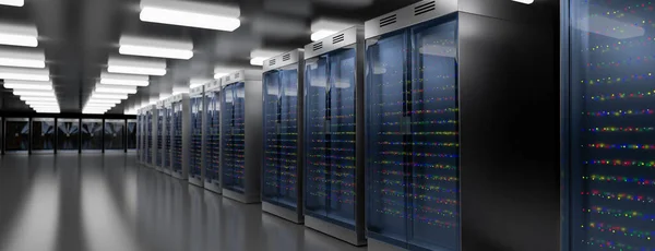 Servers Server Racks Server Cloud Data Center Datacenter Hardware Cluster — Stock Photo, Image