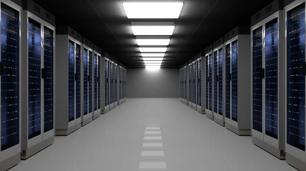 Server Racks Server Room Cloud Datacenter Datacenter Hardware Cluster Back — Stockfoto