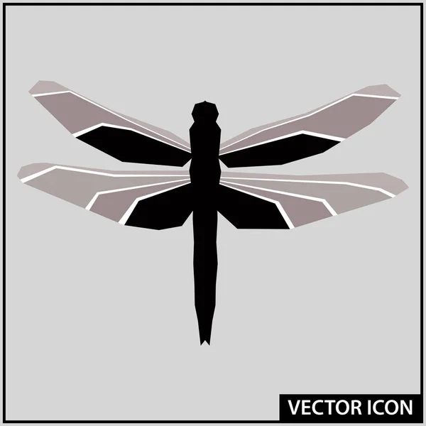 Vector Icon Flying Dragonfly — Stock Vector