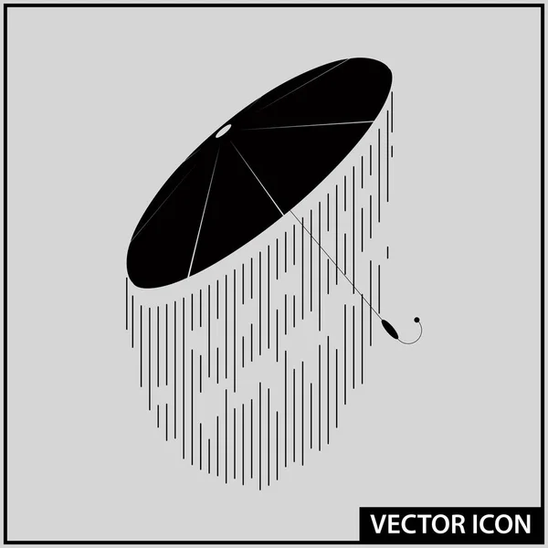 Regen Tropfen Vektor Symbol Mit Regenschirm — Stockvektor