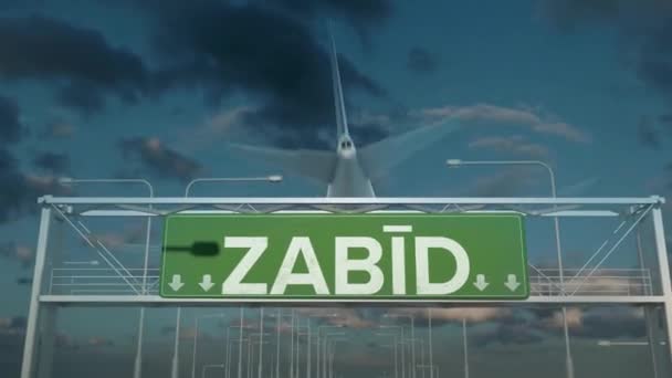 The plane landing in Zabid yemen — Stock Video