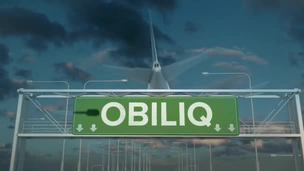 Посадка самолета в Обилик-Косово — стоковое видео