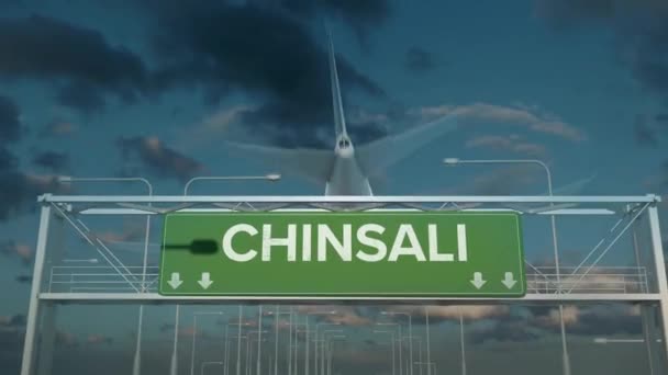 Посадка самолета в Чинсали Замбия — стоковое видео