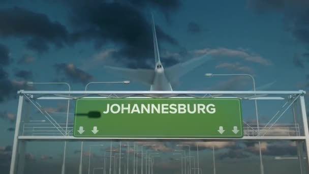 Das flugzeug, das in johannesburg in südafrika landet — Stockvideo