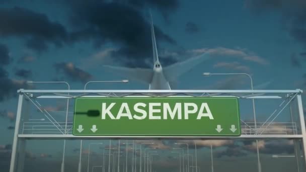A Kasempa zambiában leszálló repülőgép — Stock videók