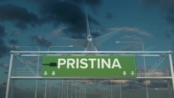El avión que aterriza en Pristina kosovo — Vídeos de Stock