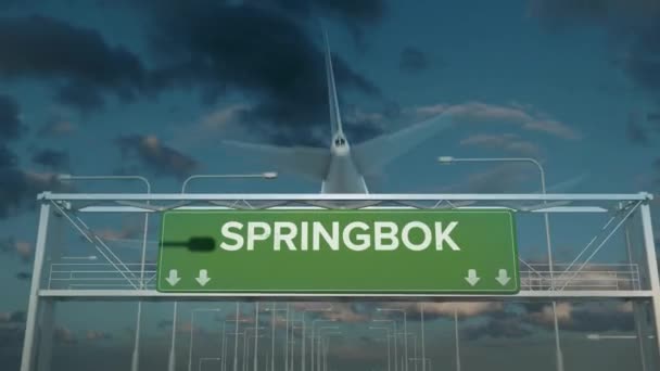 Посадка самолета в Спрингбоке, Южная Африка — стоковое видео