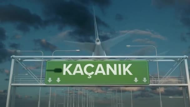 Посадка самолета в Качанике Косово — стоковое видео