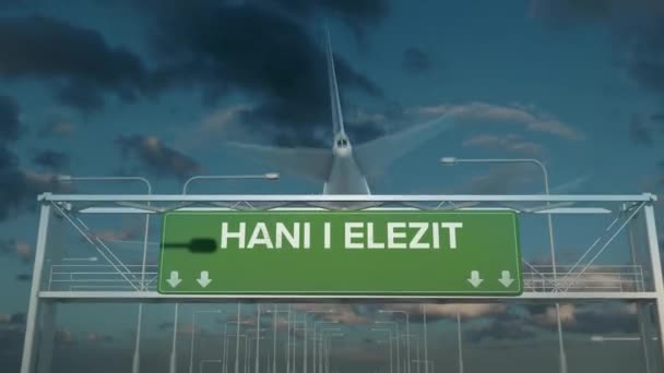 Посадка самолета в Хани и элезит косово — стоковое видео