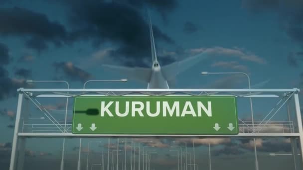 Посадка самолета в Курумане на юге Африки — стоковое видео
