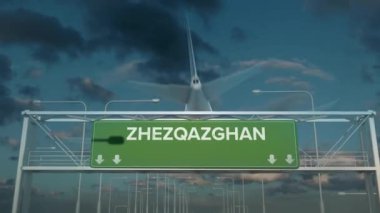 Zhezqazghan Kazakistan 'a inen uçak.
