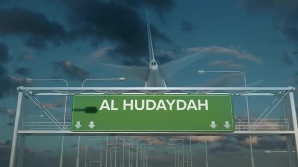 Het vliegtuig dat in Al hudaydah Jemen landt — Stockvideo