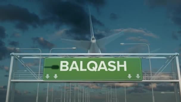 The plane landing in Balqash kazakhstan — Stock Video