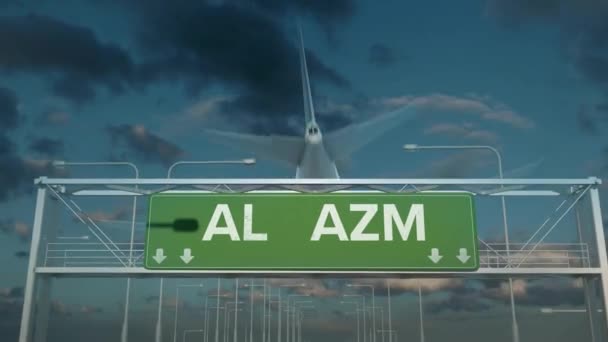 Letadlo přistávající v jemenu Al hazm — Stock video