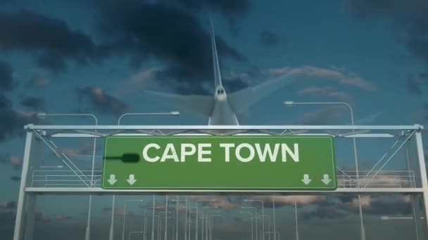 Το αεροπλάνο που προσγειώνεται στο Κέιπ Τάουν της Νότιας Αφρικής — Αρχείο Βίντεο