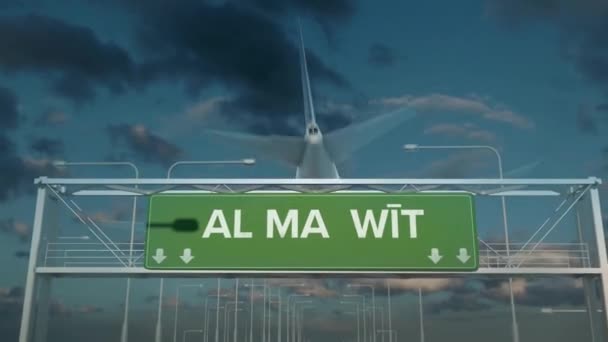 Letadlo přistávající v jemenu Al mahwit — Stock video
