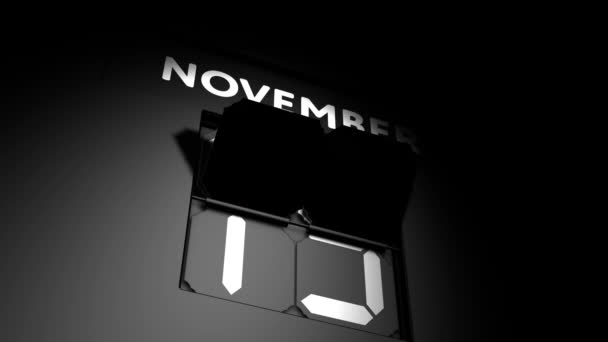 Дата 14 ноября. Изменение цифрового календаря на анимацию 14 ноября — стоковое видео
