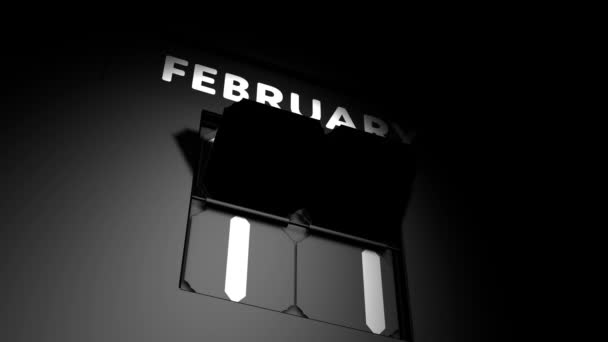 Fecha del 12 de febrero. cambio de calendario digital a animación del 12 de febrero — Vídeo de stock