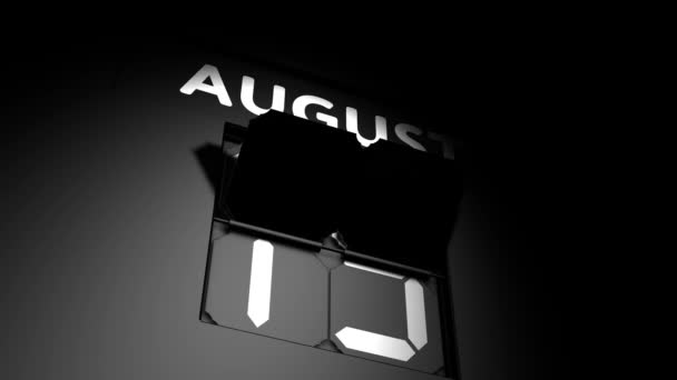 14 agosto data. modifica del calendario digitale al 14 agosto animazione — Video Stock