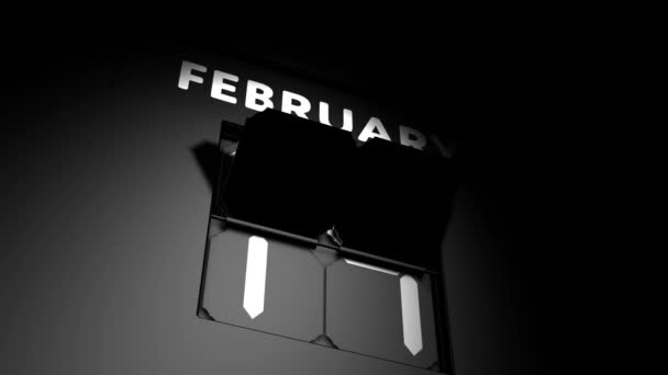 15. Februar. digitaler Kalenderwechsel zum 15. Februar Animation — Stockvideo
