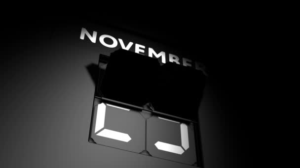 Fecha 26 de noviembre. cambio de calendario digital a la animación del 26 de noviembre — Vídeos de Stock