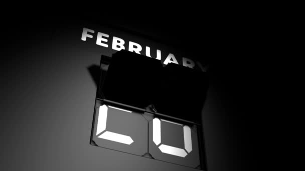 29 lutego data. cyfrowa zmiana kalendarza na animację 29 lutego — Wideo stockowe