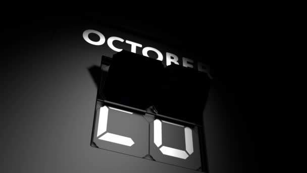 Fecha 29 de octubre. cambio de calendario digital a la animación del 29 de octubre — Vídeo de stock