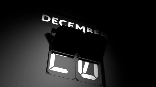 21 december datum. digitale kalenderwijziging naar 21 december animatie — Stockvideo
